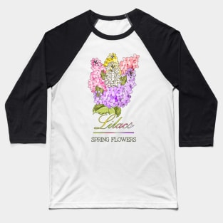 Spring Flowers Lilacs-Gifts with printed flowers-Spring flower t-shirt-Floral shirt-Vintage Lilacs Baseball T-Shirt